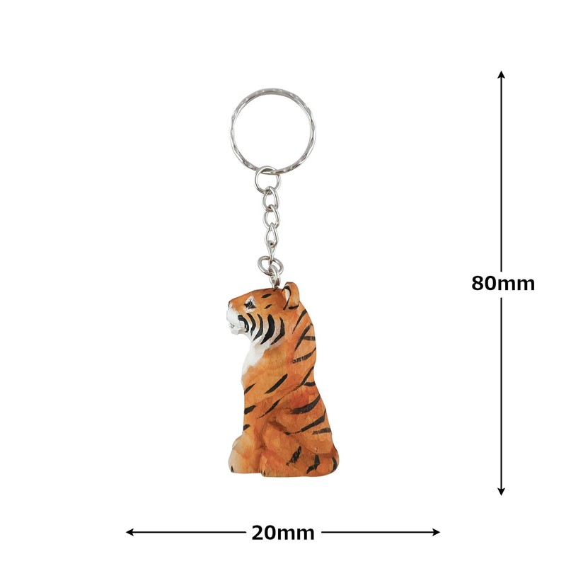 Elcomune Key Chain Wood Key Ring Tiger KC-08