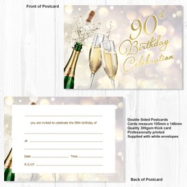 Olivia Samuel 20 x 90th Birthday Celebration Invites from Champagne Style - Ready to Write with Envelopes