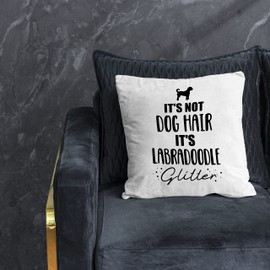 Nogrit It's Not Dog Hair It's Labradoodle Glitter Throw Pillow Cover 18x18 Inch Funny Dog Themed Decor for Home Bedroom Living Room Girls Room,Gifts for Dog Lovers Labradoodle Mom Girls Women