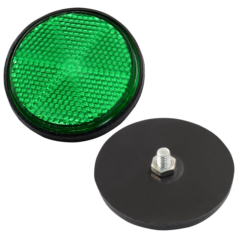 Unlorspy 4 Pcs Green Round Reflectors 58mm/2.28 Inch Plastic Universal