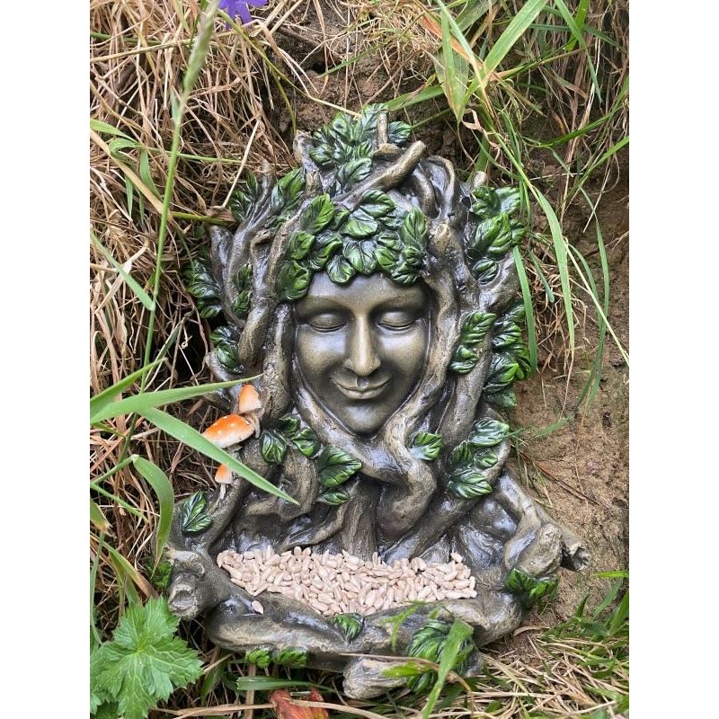 Tree Ent Green Woman Lady Juniper Wall Plaque and Bird