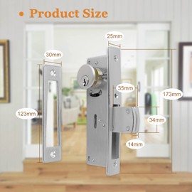 Storefront Door Mortise Lock Deadbolt Aluminum storefront Mortise Door Lock Hook Deadbolt Double Cylinder - Storefront Entry Door Lock Set (1-1/8" Backset)