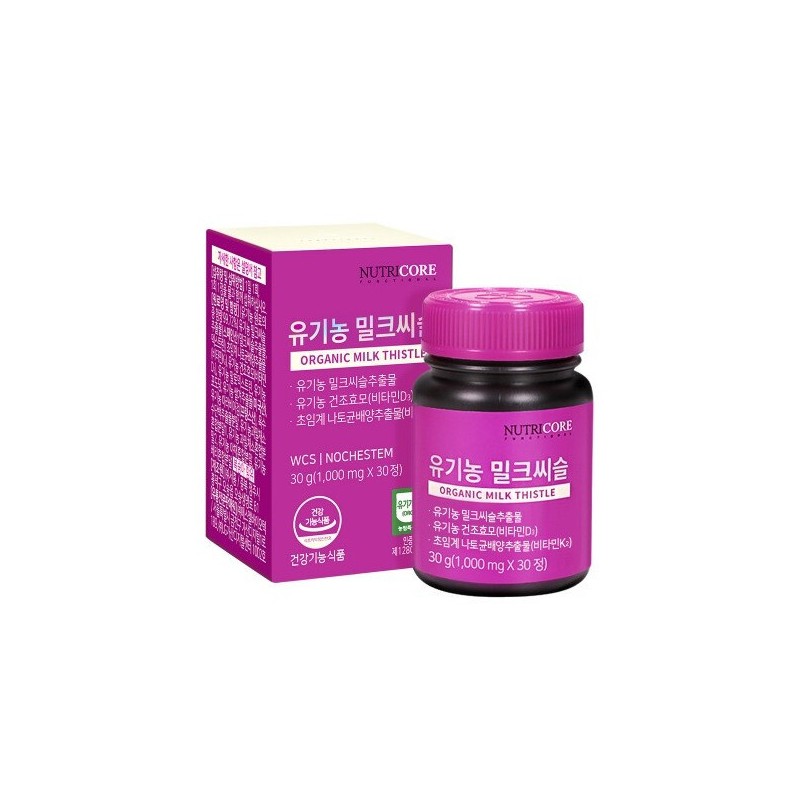 NutriCore 뉴트리코어(백) (뉴트리코어)유기농 밀크씨슬(1000mgX30정) Nutri-Core Organic Milk Thistle (1000mg x