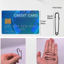 Urmspst Safety Pins (Upgraded), 2" Large Heavy Duty Safety Pins - 50 PCS for Clothes, Leather, Canvas, Blankets, Crafts, Skirts, Kilts (Black)