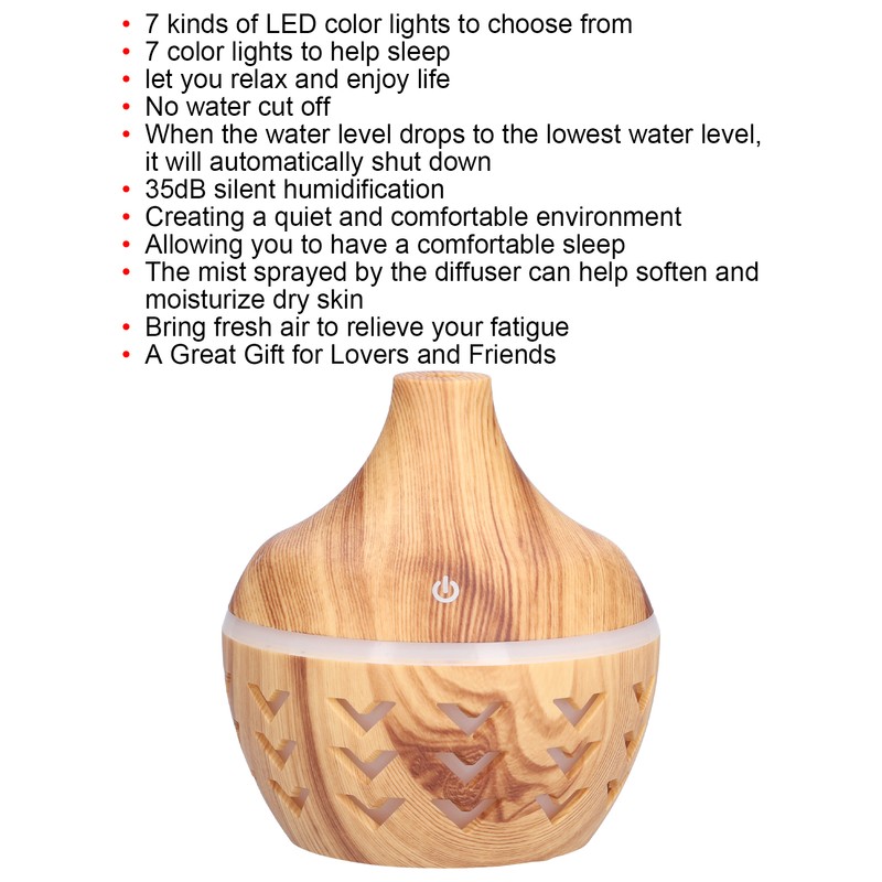 300ml Wood Grain Aroma Diffuser USB Air Purification Aromatherapy Humidifier