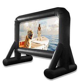 HuaKastro 14 FT Inflatable Movie Screen Indoor Outdoor 104" Projector Screen Support Front/Rear Projection Mega Blow Up Screen for Backyard Outdoor Movie Night Barbecue Pool Party - Dual Support