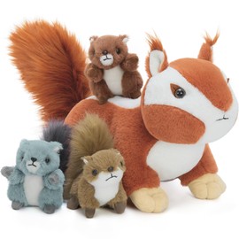 Tezituor 17.7" Cute Chipmunk Stuffed Animal with 3 Babies Inside, Soft Squirrel Stuffed Animals for Kids, Squirrel Plush Toys Bulk for Christmas, Easter, Birthday, Party and Decorations