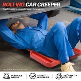 D SOLUTIONS Creeper, Low Profile Under Car Rolling Creeper with Tool Trays, 300 LBS Capacity, 38" L x 14" W Ergonomic Body Design, Red