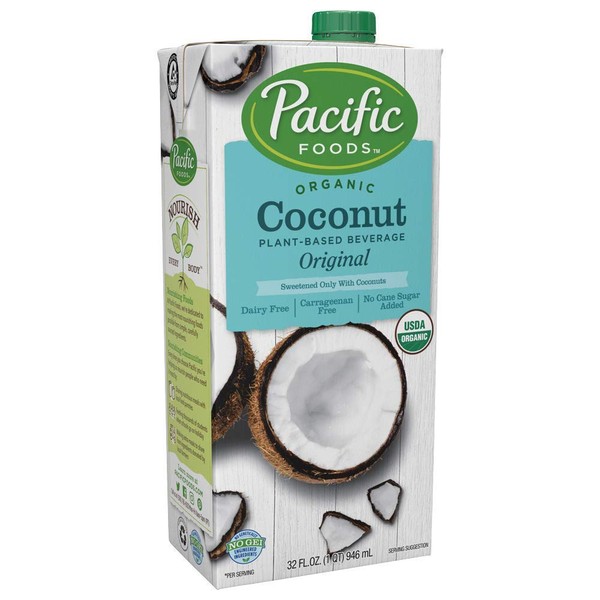 Pacific Foods Coconut Milk, Original, 32 oz (12-pack), Shelf Stable, Plant-Based, Vegan, Non GMO