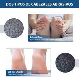 Lima para Pies Electrica，Dermoabrasión eléctrica para pies con succión， Elimina Callos y Piel Muerta，Velocidad Ajustable，Cabezal de Molienda de Grano Grueso y Fino，para el Cuidado de los Pies