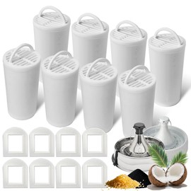 TOGGATH 8+8 Pack Premium Cat and Dog Water Fountain Charcoal Filters Compatible with PetSafe Drinkwell 360 Multi-Pet Stainless Steel & Plastic Pet Fountains(128oz/3.8L) with Replacement Foam Filter