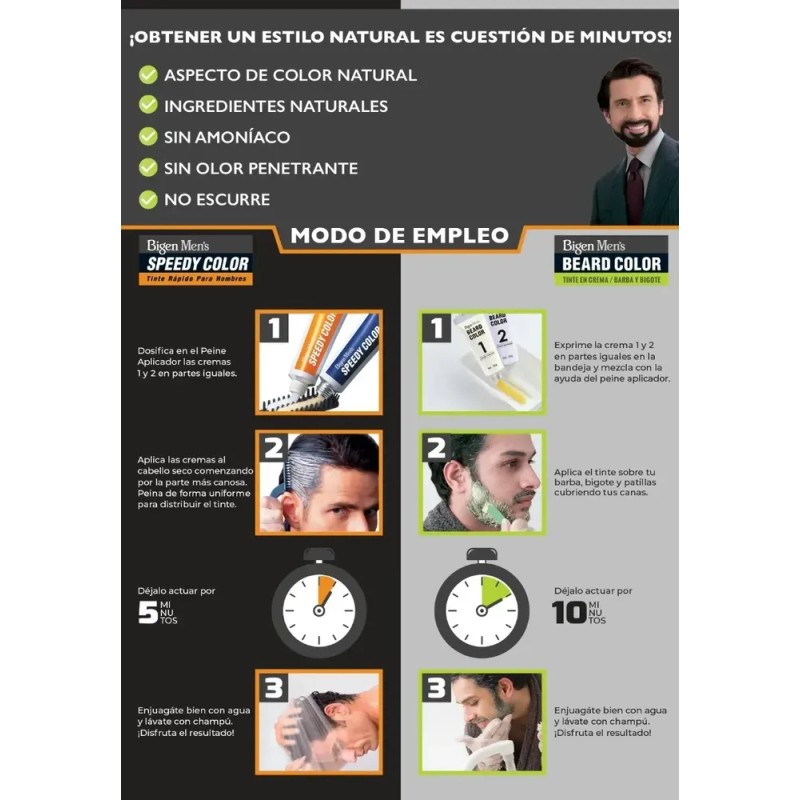 Mayoreo 3piezas Tinte Bigen Men's Barba · Negro Natural B102