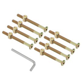 PATIKIL M6 x 75mm Bunk Bed Bolts, 8 Pack Hex Drive Socket Cap Barrel Screws Bolt Nuts Assortment Kit with 1Pcs Wrench for Furniture Bed, Zinc Color