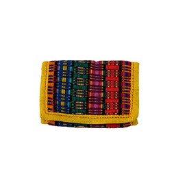 Mia Jewel Shop Multicolored Woven Striped Slim Soft Trifold Wallet Coin Purse with Card Slots - Womens Unisex Fashion Handmade Bags Boho Travel Accessories (Yellow)