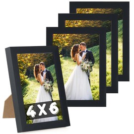 6x4 Photo Frames Set - 4 Pack Black Photo Picture Frame for 4x6 inch Picture - 6x4 Small Picture Frames for Tabletop Photo