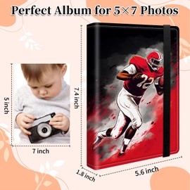 Small Photo Albums 5x7 Pictures,120 Photos Holds Top Loader Vertical Picture Album,PU Leather Portable Photo Book Mini Family Wedding Kids Travel Photo Album-American Football Athletes