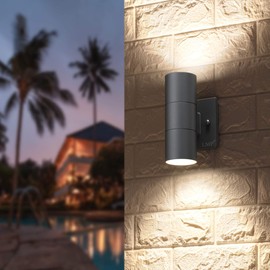 LMP Modern Outdoor Wall Light in 2 Lights Porch Light Patio Light with Black Aluminum Finish for Decoration,Garage 2Pcak Gray