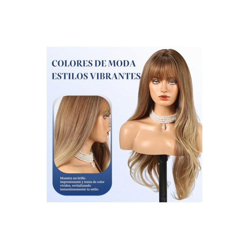 HAIRCUBE Peluca Larga Con Flequillo Rizada Y En Capas Para