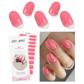 JMEOWIO Gel Nail Stickers Orange Pink Semi Cured Gel Nail Strips Wraps UV/LED Nail Supplies Nail Art Design Decoration Accessories