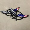 Front Nose & Rear Deck Lid Crossed Flags Emblems Car