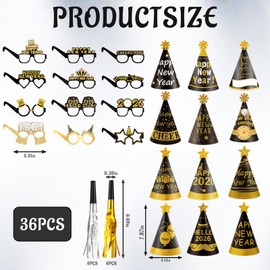 36 pcs 2026 New Years Decorations, New Years Eve Party Supplies 2026,Happy New Year 2026 Celebration Set for Home and Office Parties