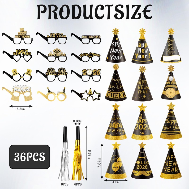 36 pcs 2026 New Years Decorations, New Years Eve Party