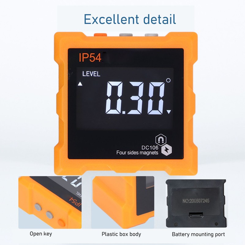 IP54 Angle Finder 4x90° LCD Digital Display 4 Side Strong