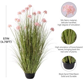 57in Lifelike Artificial Tall Grass Plant with 19 Lifelike Dandelion Flower and Non-Toxic,odorless Fake Tall Frass Plant Fake Plants for Indoor Decoration,Home Decor