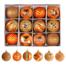 Hggzeg 12pcs Christmas Tree Baubles, Christmas Balls Decoration Christmas Tree Pendants Gifts (Orange)