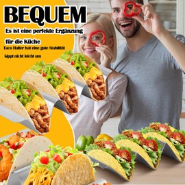 2 x Taco Holders, Wave-shaped Tortilla Holder with Handles, Dishwasher Safe and Oven Safe Made of Stainless Steel, for Holding Tacos, Sandwiches, Hot Dogs and Pancakes, Wave Style