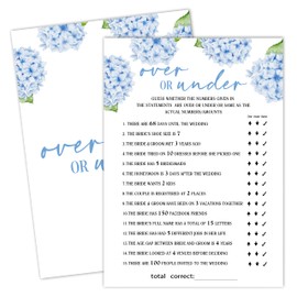Bridal Shower Games, Blue Hydrangea Wedding Shower Game Cards, Bachelorette Party Games For Bride Groom Newlyweds Couples, Engagement Wedding Party Decorations Supplies Favors, 25 Game Cards，e10