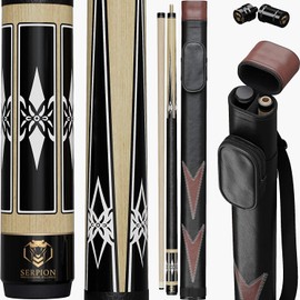 Serpion - Pool Cue Stick 100% Canadian Maple Wood. Professional Billiard Pool Cue Stick with Hard Case and Joint Protectors