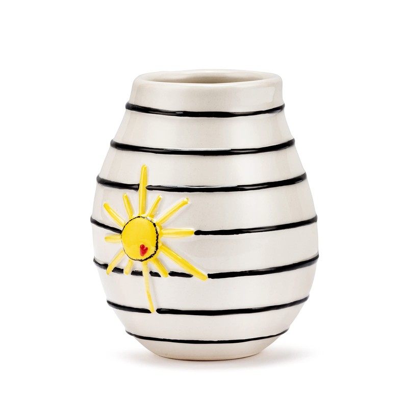Demdaco - Jarrón Decorativo con diseño de Rayas Blancas y
