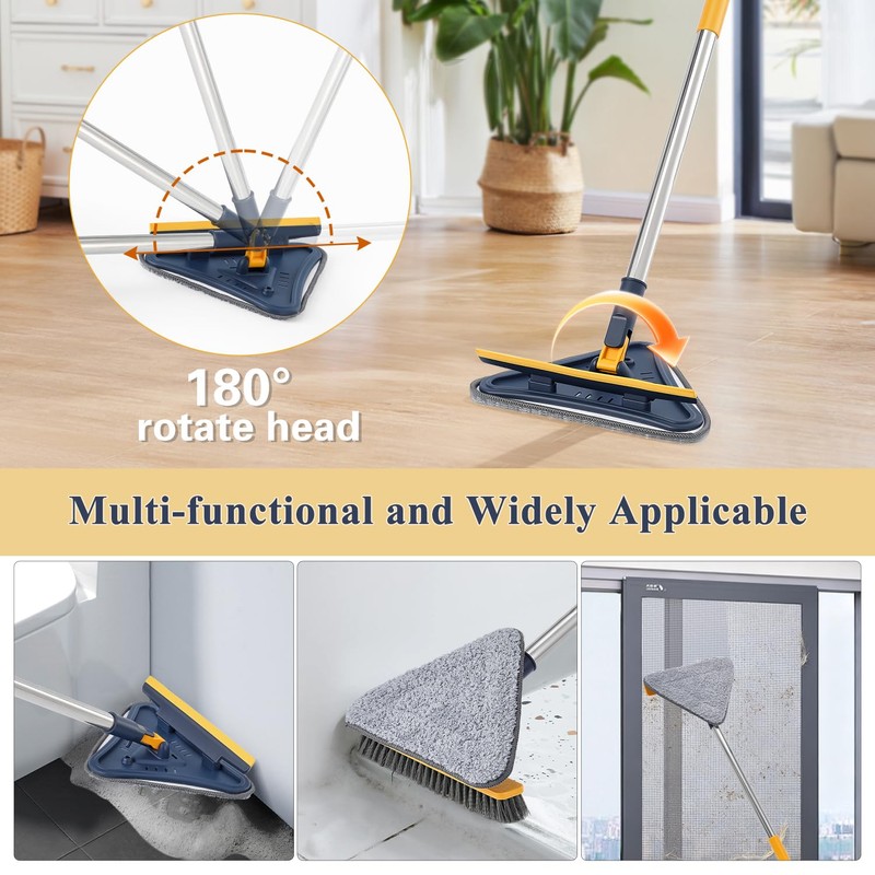 Baseboard Cleaner Tool with 78" Long Handle, 5-in-1 Wall Mop