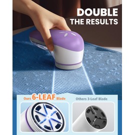 POPCHOSE Fabric Shaver, Lint Remover for Clothes, Electric Lint Shaver with 6-Leaf Blades, Sweater Shavers to Remove Pilling for Clothing, Couch, Furniture, Fuzz, Lint Ball, Bobbles, Violet Purple