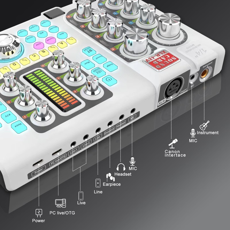 Hosabely Audio Interface with 48V Phantom Power, Noise Reduction, Customize