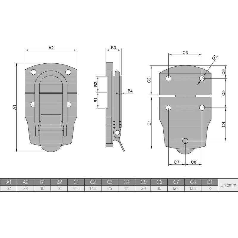 MroMax 4Pcs Suitcase Lock Hasp 2.44" x 1.3" (LxW) Modern