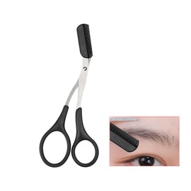 Augenbrauen Schere,Augenbrauenschere mit Kamm,Augenbrauenbürste,Augenbrauenkamm,Augenbrauenschneider,Edelstahl Beauty Augenbrauentrimmer,Shaper Scissors Bürste,Trimmer für Frauen und Männer (Schwarz)