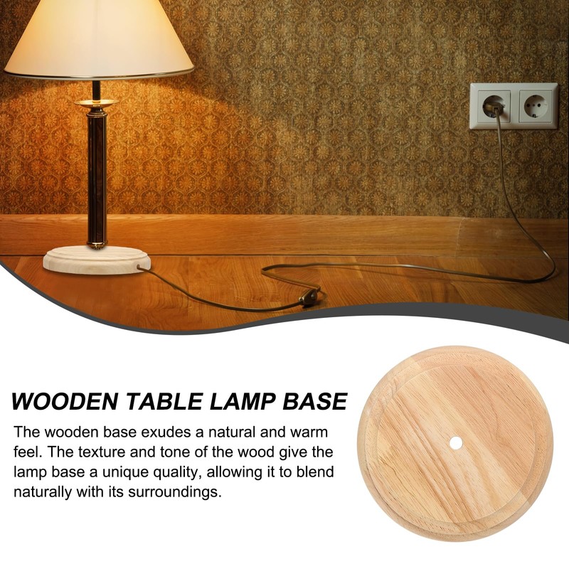 PATIKIL 5.5" x 1.3" Wooden Lamp Base, Round Solid Wooden