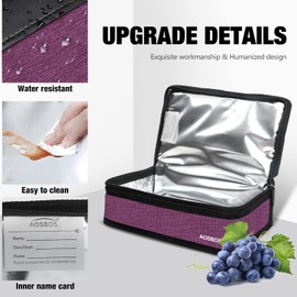 Aosbos Small Lunch Bag Insulated Lunch Bags for Women Lunch Box Men Mini Cooler Lunch Pail Soft Tote Bags for Girl Reusable Thermal Bento Box Bag Meal Prep Containers for Work Office Travel (Purple)