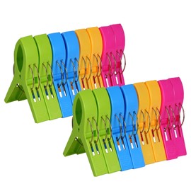 Beach Towel Clips, 16 Pack Beach Chair Towel Clips on Cruise by ECROCY, Beach Accessories to Keep Your Towel from Blowing Away,Heavy Duty and in Bright Colors