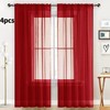 SpaceDresser - Cortinas transparentes de 4 paneles rojas de 208