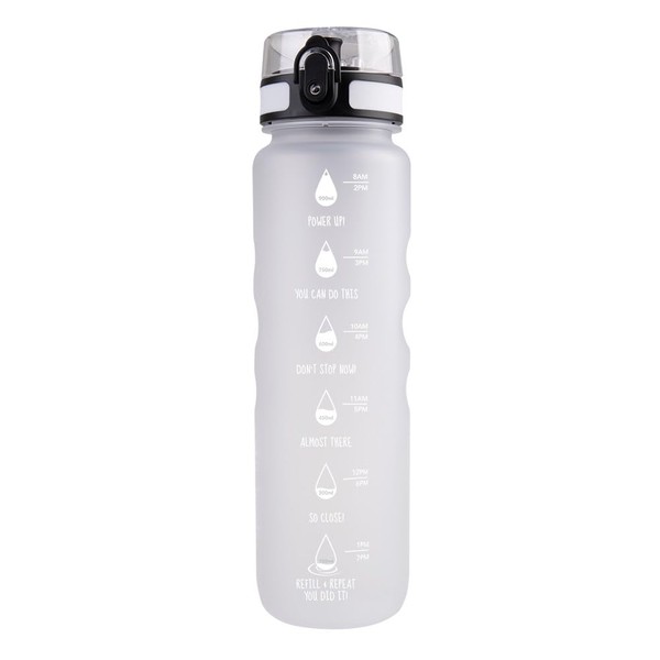 Oasis Tritan Motivational Sports Bottle 1 Litre - White