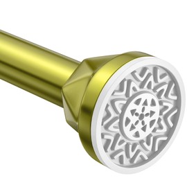 Shower Curtain Rod 32-80 Inches, No Drill Shower Rod Tension, Never Rust Anti-Slip Shower Curtain Rod for Bathroom Window, Adjustable Tension Shower Curtain Rod Greenish-Golden