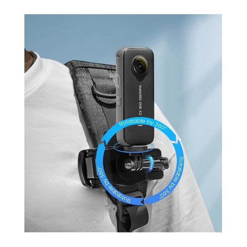 Insta360 X4/ONE X3/ONE X2/Ace Pro/Gopro Series 360 Rotating Backpack Clip