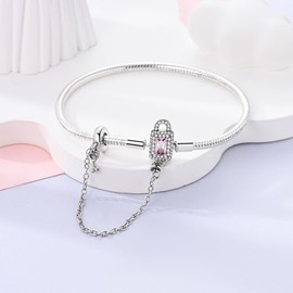 925 Sterling Silver Charms Bracelet for Women Love Heart Summer Ocean Iconic Moments Snake Chain Bracelet with Charm 5A Cubic Zirconia Gift for Mother