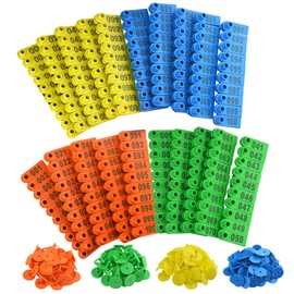 WMYCONGCONG 400 PCS 1-100 Plastic Livestock Ear Tag Animal Tag for Goat Sheep Pig, Blue Yellow Orange Green