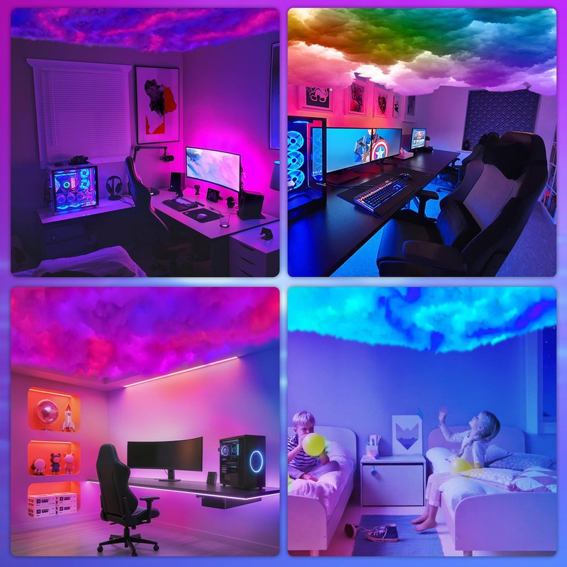 DAWELED 3D Thundercloud Ceiling Light, DIY Lightning Effects, RGB Color
