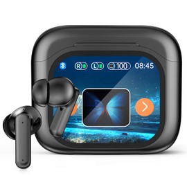 Language Translator Earbuds, Real Time Translation Earbuds 3-in-1 Translation 144 Languages & Accents LCD Touch Screen Open-Ear Design Language Translator Headphones with Digital Display-Black