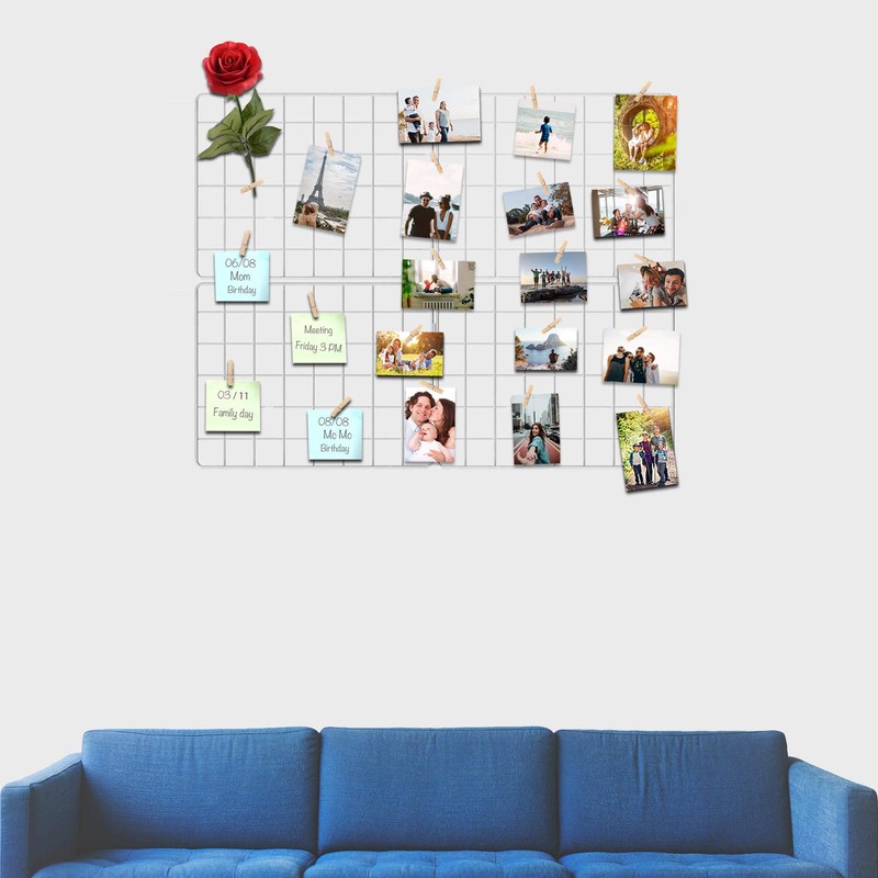 Kakivan Wire Wall Grid Panel for Photo Display, DIY White
